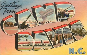 Curt Teich Large Letter WWII Greetings From Camp Davis NC MCOLF Army Air Field