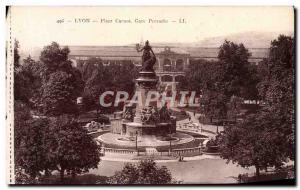 Old Postcard Lyon Place Carnot Gare Perrache