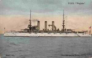 USS West Virginia US Navy Battleship Warship Ship 1910c postcard