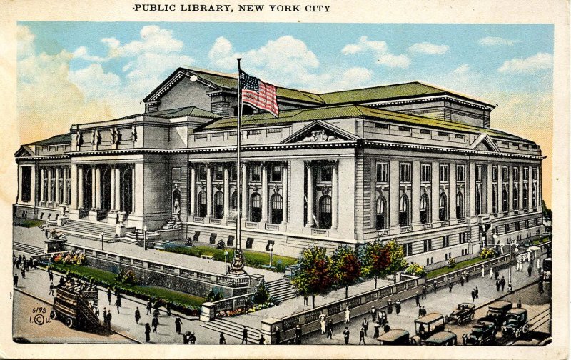 NY - New York City. Public Library    (stain on card)