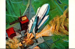 NASA Artist Concept Of Space Shuttle Lift Off At Kennedy Space Center Florida