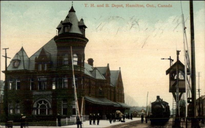 Hamtilon ON RR Train Station Depot c1910 Postcard