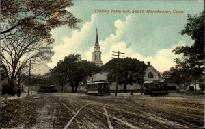 South Manchester Connecticut CT Trolley Streetcar Terminal c1910 VPostcard 