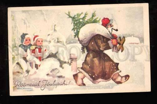 023040 Smoking Brown-Robed SANTA CLAUS by AXEL ROSMANN vintage