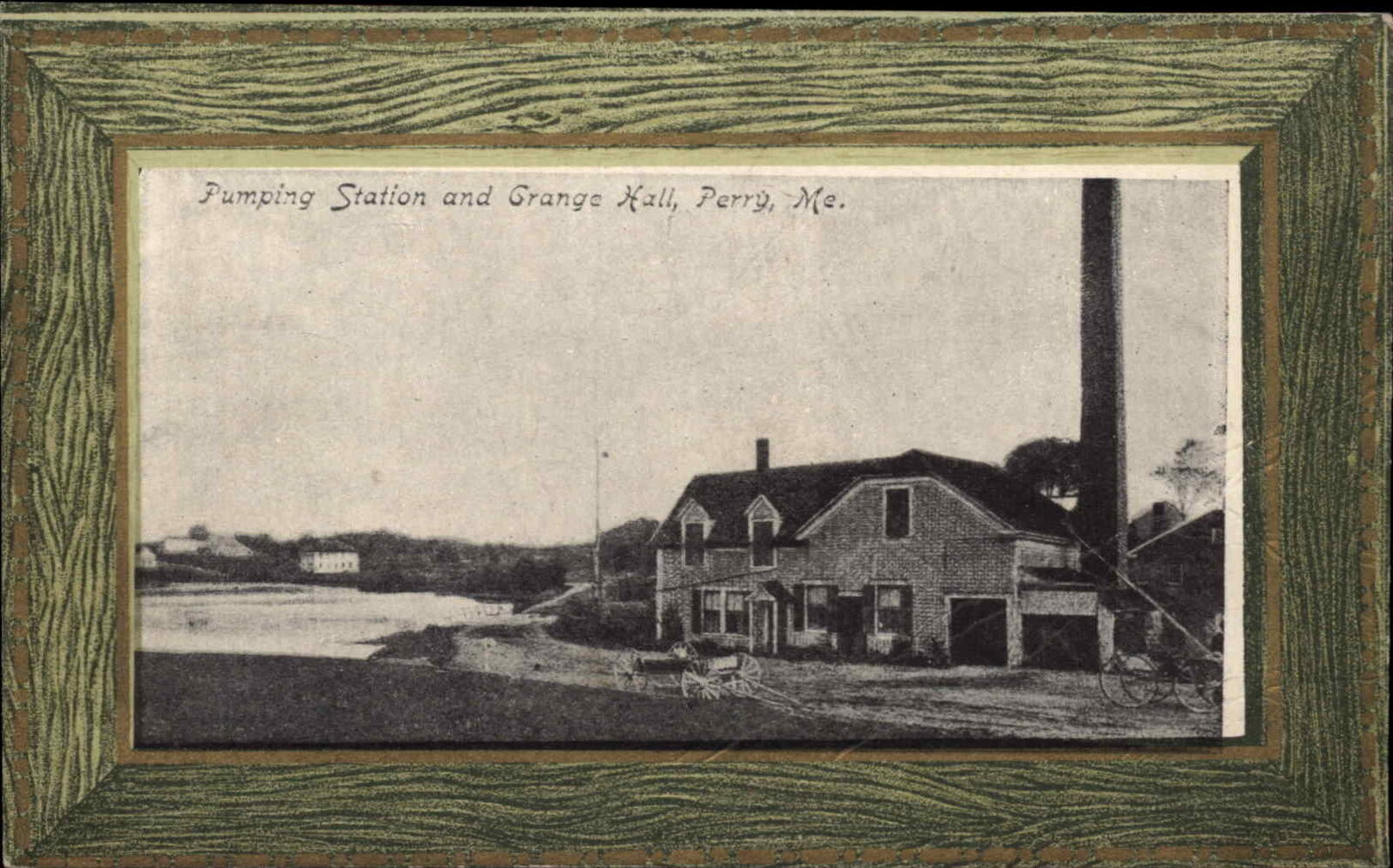Perry Maine ME Pumping Station Grange Hall c1910 Vintage Postcard