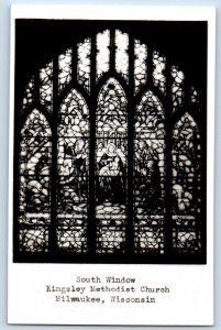 Milwaukee WI Postcard RPPC Photo South Window Kingsley Methodist Church c1940's