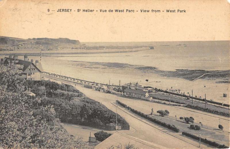 St Helier Jersey View From West Park Beach Scene Antique Postcard K15544