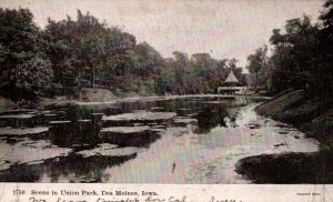 Union Park  Des Moines  Iowa  Postcard  1908