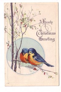Robins A Hearty Christmas Greeting, Used 1929 Split Ring Cancel