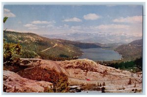 Nevada County California CA Postcard Donner Lake From Summit Highway 40 c1960's
