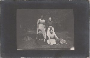 RPPC Postcard Group Women Posing With Dog South Bend IN