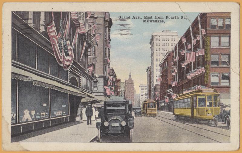 Milwaukee, WIS., Grand Ave. East from Fourth Street - 1916