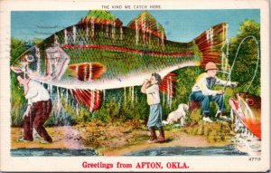 Postcard OK Afton - Giant Fish exaggeration - Kind we catch here - Freak Fish