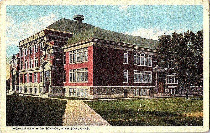 Ingalls New High School Atchison Kansas Vintage Postcard Standard View Card