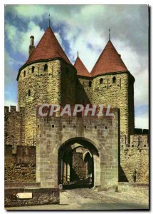 Postcard Modern Cite in Carcassonne The Towers and Narbonne Gate Bridge with ...
