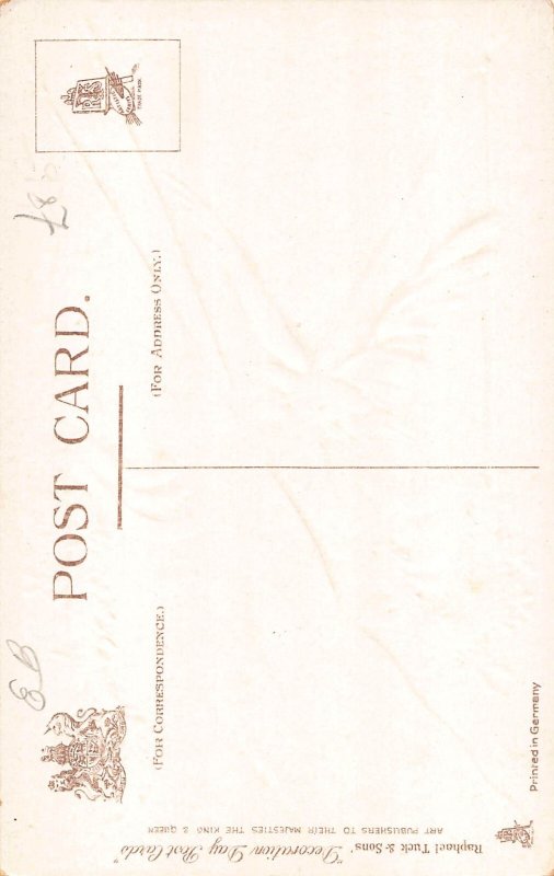 US Patriotic Flags Rose Garland Eagle embossed postcard B986