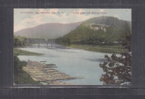 HANCOCK, DELAWARE COUNTY, NEW YORK, RAFTING, 1908 ppc. HANCOCK to Arlington, VA