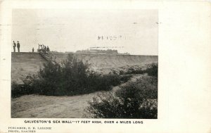 Vintage Postcard Galveston's Sea Wall 17 Feet High 4 Miles Long  E.H. Labadie TX