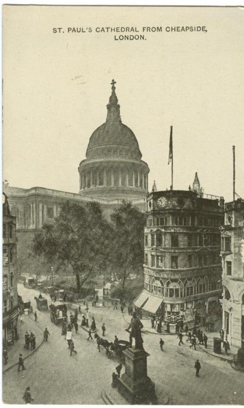 London, St. Paul's Cathedral from Cheapside early 1900s used