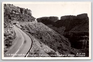 AZ U.S. 60 in Salt River Canyon Between Show Low and Globe RPPC Postcard J22