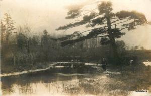1912 Prattsburg New York River View RPPC Real Photo Postcard 1885