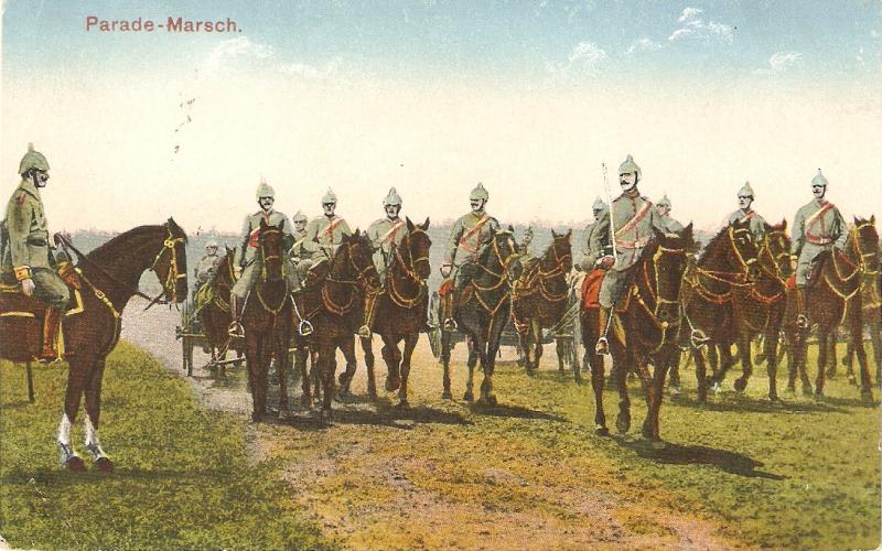 Military cavalry. Parade March Nice antique German postcard