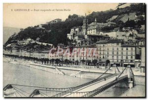 Old Postcard Grenoble Suspension Bridge and St. Mary