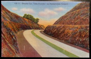 Vintage Postcard 1940 Little Panama, deepest cut in the Pennsylvania Turnpike