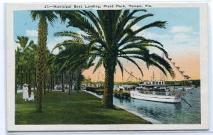 Boat Landing Plant Park Tampa Florida 1920s postcard