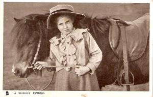 \A shaggy friend, little girl and horse\ Nice Tuck PC #5589