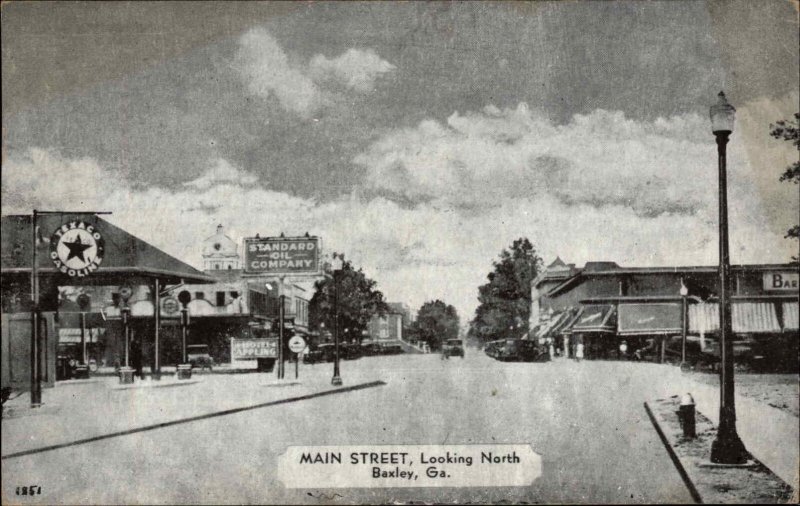 Baxley GA Main St. North Texaco Gas Station 1930s Postcard