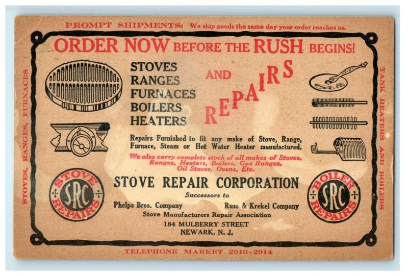 1922 Advertising Stove Manufactured Russ & Krekel Co. Newark New Jersey Postcard 