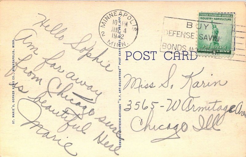 Beautiful Linen Large Letter,  Minneapolis, Minn, Mn, MSG,CT Pub, Old Postcard