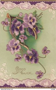 FLOWERS, 1900-1910's; Purple Flowers, Wishbone, Good Luck