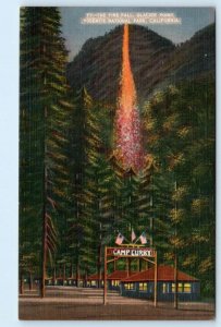 YOSEMITE NATIONAL PARK, CA ~ The FIRE FALL from GLACIER POINT c1940s   Postcard