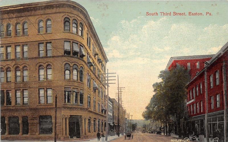 Easton Pennsylvania~South Third Street~Horse & Buggy~c1910 Postcard