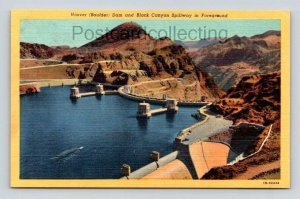 Arizona Boulder Dam Hoover Dam & Black Canyon Spillway Linen Postcard