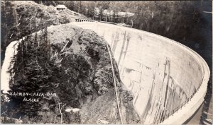 Alaska RPPC Salmon Creek Dam Nr Juneau 1915 Message about Dam Hills Postcard B26