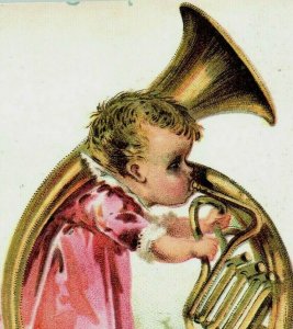 1890's Parlor & Chapel Organs Adorable Baby With French Horn P177