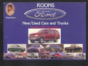 BALTIMORE MARYLAND MD. COONS CAR DEALER FORD ADVERTISING POSTCARD