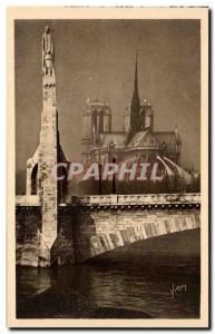 Paris - 4 - Notre Dame and Ste Genevieve Statue Old Postcard
