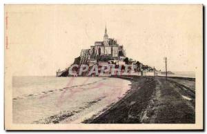 Old Postcard Mont Saint Michel Abbey Vue Generale Facing South has Maree Haute