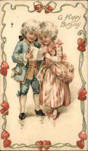 Birthday Art Nouveau Victorian Children Colonial Clothing c1910 Vintage Postcard