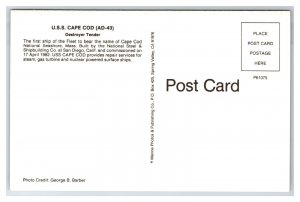 US Navy USS Cape Cod AD-43 Destroyer Tender UNP Chrome Postcard Z7