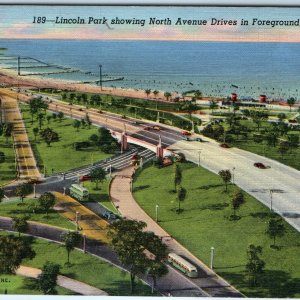 c1940s Chicago IL Lincoln Park Interstate Highway Traffic Bus Car Steamship A330