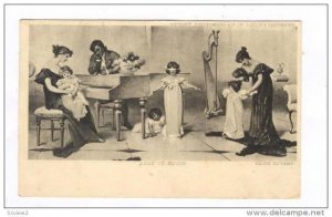 Family gathered around Piano & harp   Love is Blind , PU-1906