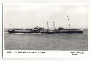 pp1050 - Paddle Steamer - Brighton Queen in 1934 - Pamlin postcard
