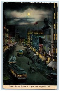 c1910 North Spring Street Night Exterior Los Angeles California Vintage Postcard