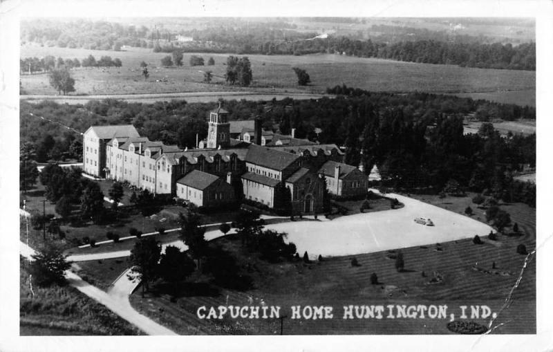 Huntington Indiana birds eye view over Capuchin Home real photo pc Z12425