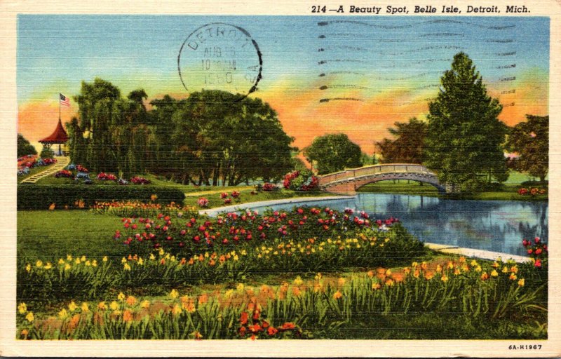 Michigan Detroit Belle Isle Beauty Spot 1960 Curteich